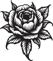 black and white rose and black and white flowers with white background