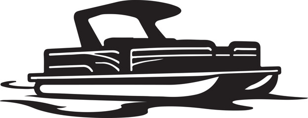 vector illustration of a boat and silhouette of a speed boat with ocean on a white background
