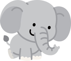 A cute and plump cartoon baby elephant with a friendly smile, a perfect illustration for children's books and animal themes.