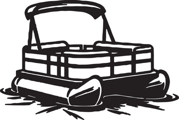 vector illustration of a boat and silhouette of a speed boat with ocean on a white background