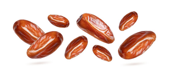 Dates Fruit in the Air Isolated on White Background