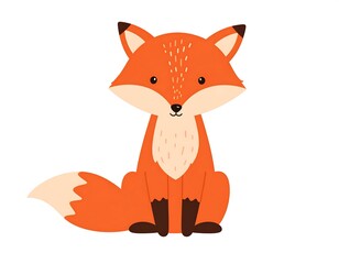 Naklejka premium Cute cartoon fox sitting (1)