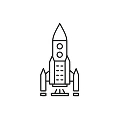 Rocket Spaceship Outline with Engine Nozzle on a White Background