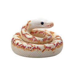 Fototapeta premium Realistic Albino Burmese Python Snake with Shiny Scales and Coiled Body, Isolated on Transparent Background