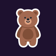 A cute and sweet cartoon sticker of a teddy bear with a white outline, perfect for children's designs.