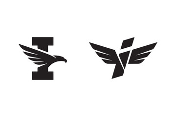 Elegant Letter I Logo with Eagle Wings Vector Design for Business Branding and Corporate Identity Solutions