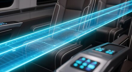 Luxury vehicle interior with futuristic technology