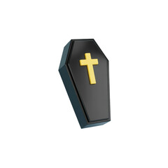 Fototapeta premium 3d rendered coffin with cross isolated on transparent background