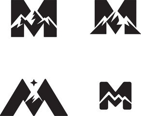 Mountain Inspired Letter M Logo Collection Black and White Icons Modern Design Elements Creative Branding Solutions