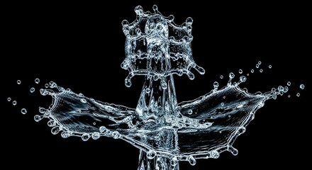 Water Splash Isolated on Black Background