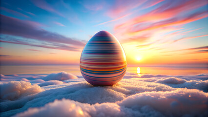 Easter Egg on Clouds at Sunset Hope Renewal and Spring Celebration