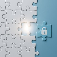 Obraz premium Unlocking potential puzzle piece with padlock concept studio graphic design