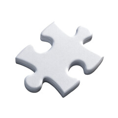 Obraz premium A single, light gray puzzle piece, 3D rendered, isolated on a black background. The piece has a slightly textured, rounded shape