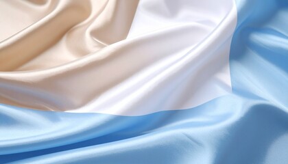 Vertical tricolor flag with orange, white, and blue stripes on silky fabric with folds