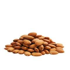 Obraz premium Almonds in a small pile, isolated on a white background