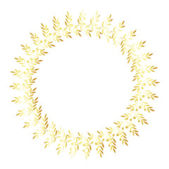 Golden round wreath with red berries