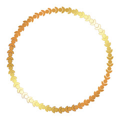 Round banner with frame of golden flowers and leaves