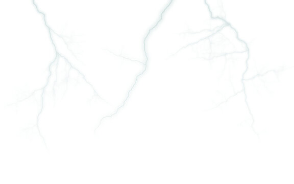 Forked lightning strike from the top of the frame. Isolated electric flash PNG overlay effect on a transparent background for a dramatic weather scene or energy concept.