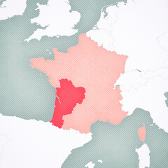 Map of France - Nouvelle-Aquitaine