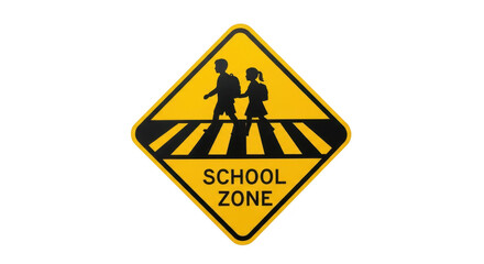 School zone crossing sign isolated on transparent background transparent background