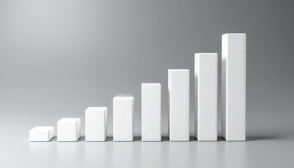 White rectangular prisms in descending order on gray background