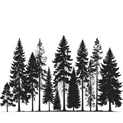 Obraz premium Silhouettes of trees in a forest