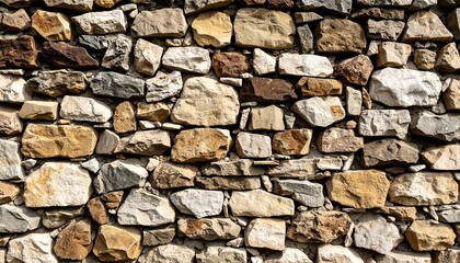 Fototapeta premium Rustic Dry Stone Wall Texture with Varied Brown and Gray Stones