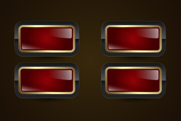 Set of four dark luxury tones with a radiant golden outline makes the button a symbol of exclusivity and premium quality. vector illustration button