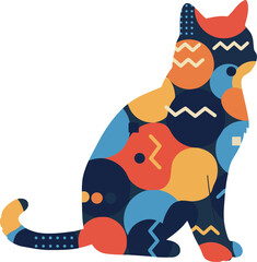 Abstract geometric cat art colorful modern pet illustration