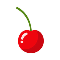 Red cherry vector illustration with stem isolated