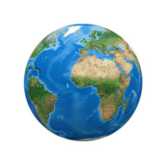 Naklejka premium Realistic earth globe showing continents and oceans isolated on transparent background