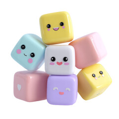 Playful Pastel Toy Blocks for Children's Imaginative Play in 3D Gloss Finish