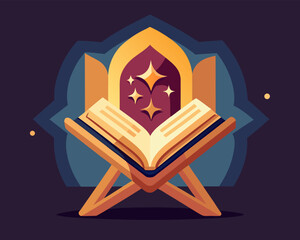  Holy Quran with Rehal Stand Islamic Vector