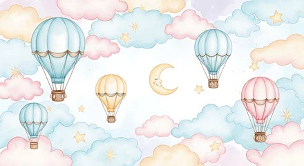 Wanddecoratie Luchtballon hot air balloon in sky  © jone