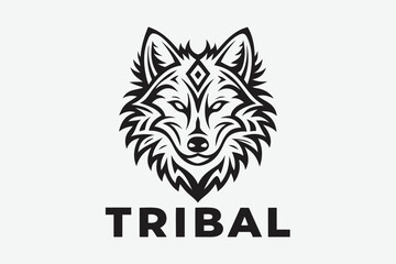 Obraz premium Wolf Mascot Logo, Black and White Design, Sharp Edges,
