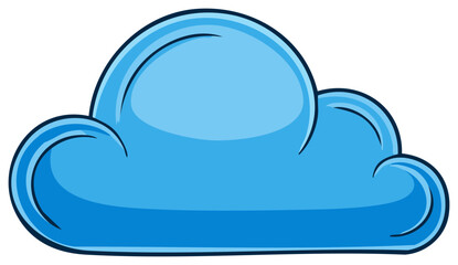 Obraz premium Cartoon Illustration of a Blue Cloud with Dark Blue Outlines