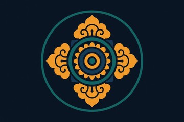 Fototapeta premium Traditional Tibetan mandala inspired totem design with floral ornament