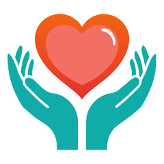 Fototapeta premium Loving hands tenderly cradle a vibrant heart, symbolizing care, support, and unwavering affection, perfect for healthcare, charity, and heartfelt messages, conveying warmth and compassion