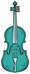 Illustration of Teal Violin, Musical Instrument, Orchestra, Strings, Symphony