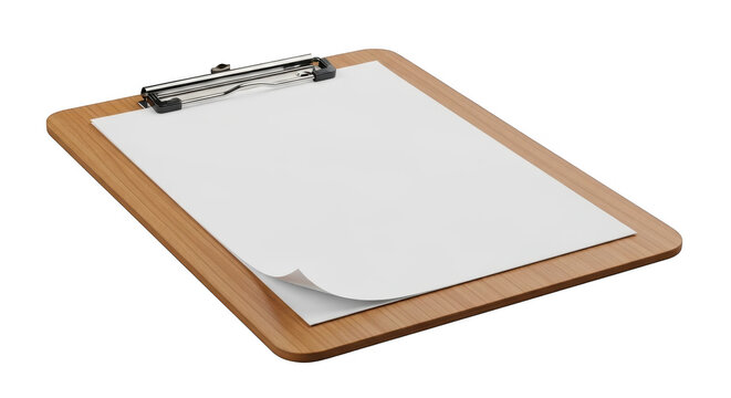 Wooden clipboard with paper isolated on transparent background transparent background