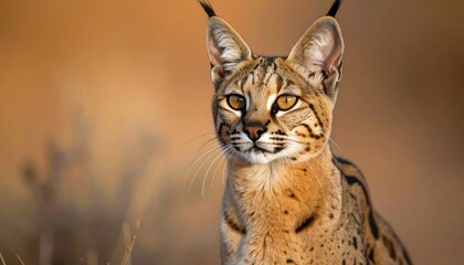 Serval Cat African Savannah Sunset.