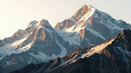 A stunning view of snow-covered mountain peaks under a clear sky.