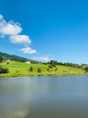 landscape with river and blue sky