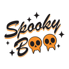 Spooky Boo Halloween Typography with Skulls

