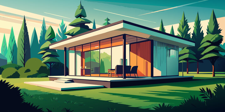 European residential brick building architecture on a summer day - Powered by Adobe