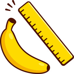 "Banana for scale". Cartoon banana with ruler vector illustration. © sudowoodo