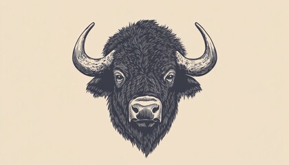 Handcrafted Premium Bison Emblem: Authentic Vintage Graphics. Ideal For Badges, Labels, Signs And Logos. Quality Americana Symbol. Retro Style.