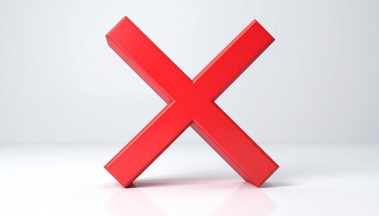 Obraz premium Bold red X symbol on light gray background.