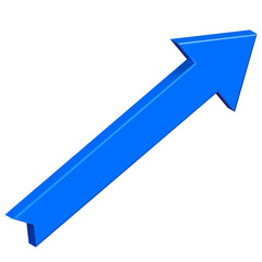 3d blue arrow rising upward