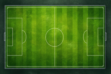 Soccer field. Football stadium. Vertical background of green grass painted with line. Sport play. Overhead view. Pitch green. Ground pattern texture. Playground top plan. Fotball court. 